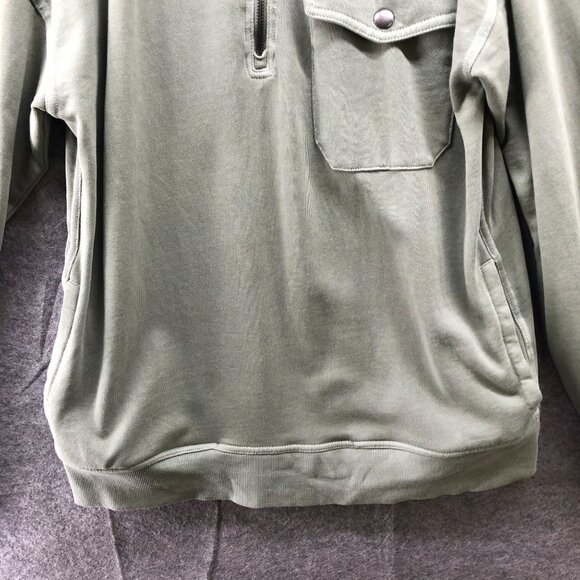 Old Navy Oversized Sweatshirt Mens M Utility 1/4 Zip Olive Green Mock Neck - Picture 4 of 9